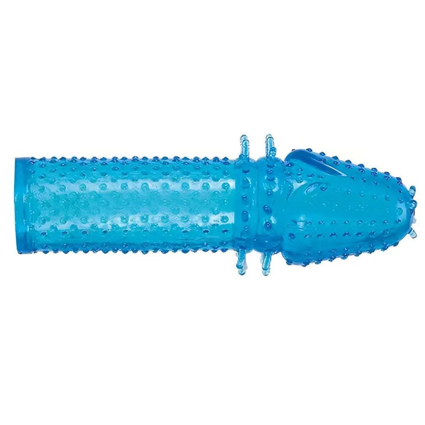 Guaina fallica con rilievi e nervature stimolanti - Silicone, Blu