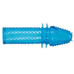 Guaina fallica con rilievi e nervature stimolanti - Silicone, Blu