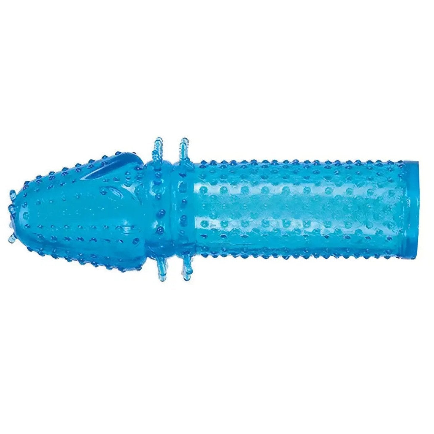 Guaina fallica con rilievi e nervature stimolanti - Silicone, Blu