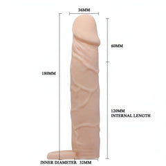 Guaina Realistica Rosa Carne Lunga 18 cm con 6 cm di Estensione