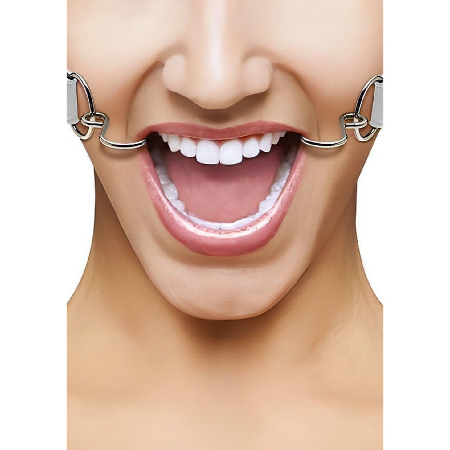 Hook Gag with leather straps - White