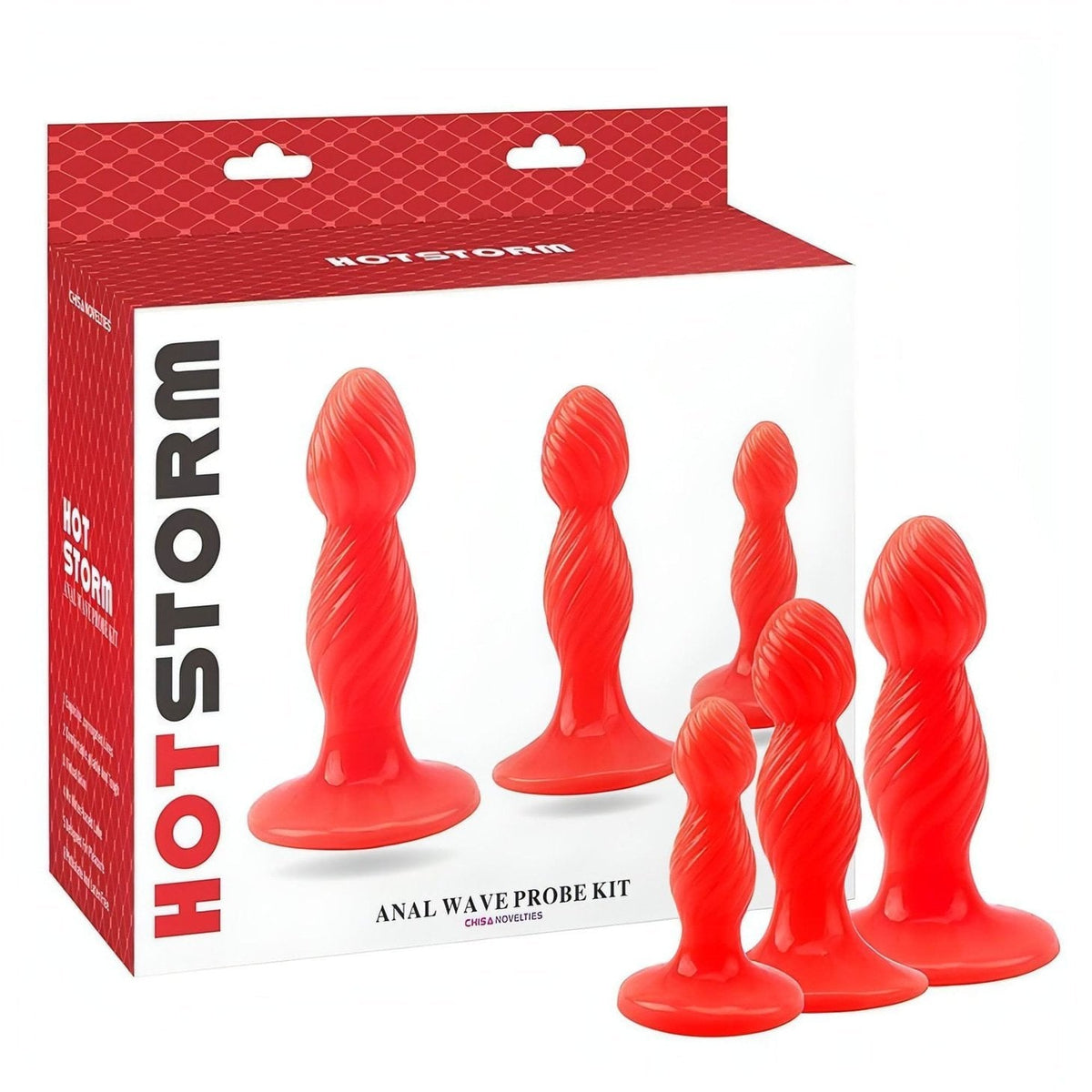 Hot Storm - Set di 3 plug anali design - Rosso