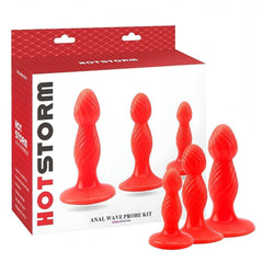 Hot Storm - Set di 3 plug anali design - Rosso