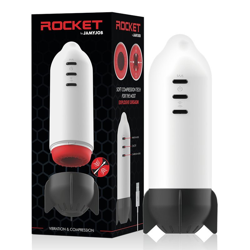 Rocket Masturbatore Elettrico A compressione e Vibrazione - 7 modalità di vibrazione e 7 di compressione