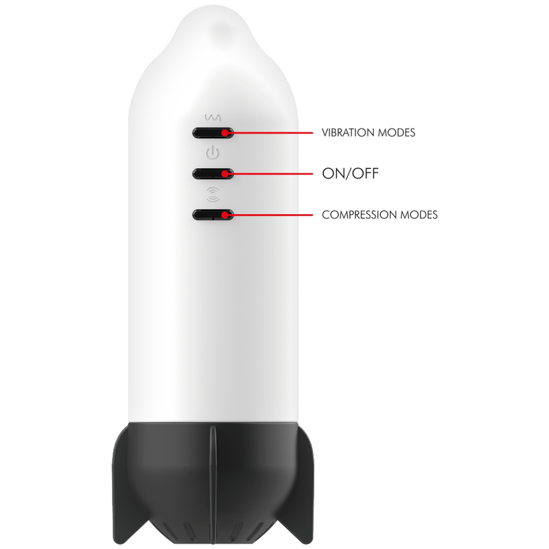 Rocket Masturbatore Elettrico A compressione e Vibrazione - 7 modalità di vibrazione e 7 di compressione