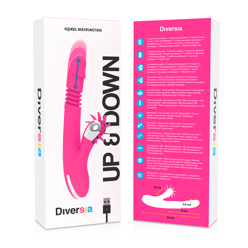 Bunny Funny Up & Down - Vibratore con funzione sali e scendi e con stimolatore clitorideo sesso orale