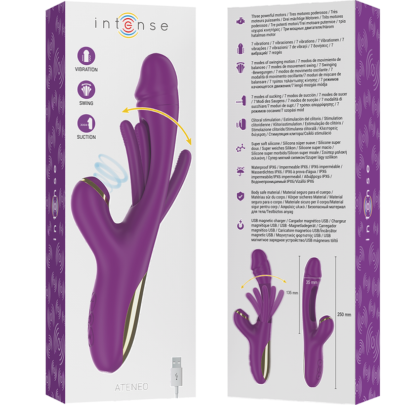 Ateneo Vibratore Rabbit Succhiaclitoride 3 in 1 - Silicone