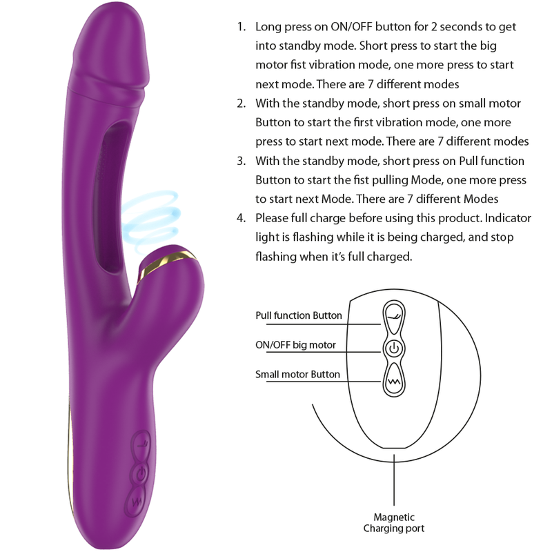 Ateneo Vibratore Rabbit Succhiaclitoride 3 in 1 - Silicone