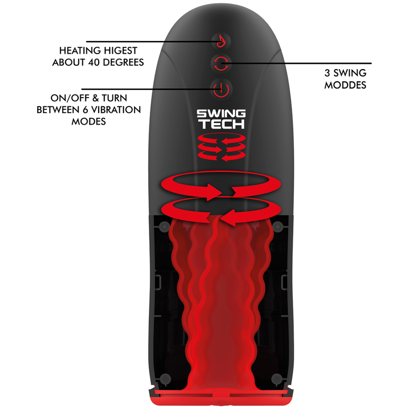 Swing-R Masturbatore 3 in 1 con Vibrazione, Rotazione e Riscaldamento