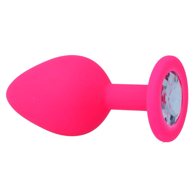 Plug Anale in Silicone con swarovsky trasparente - Rosa