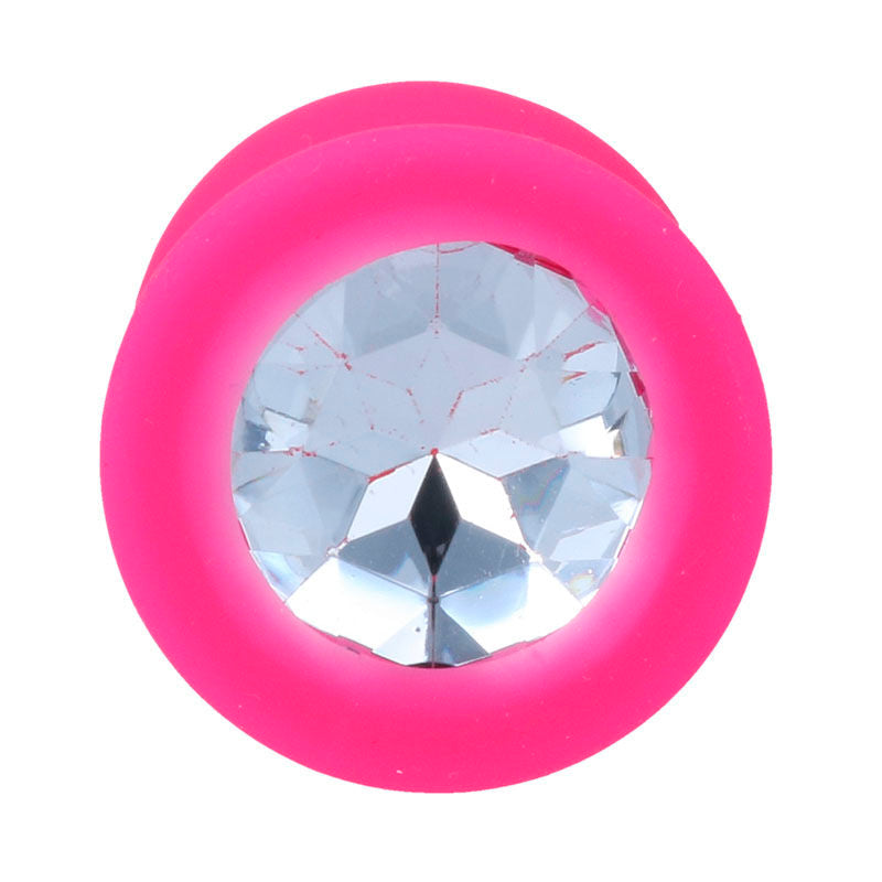 Plug Anale in Silicone con swarovsky trasparente - Rosa