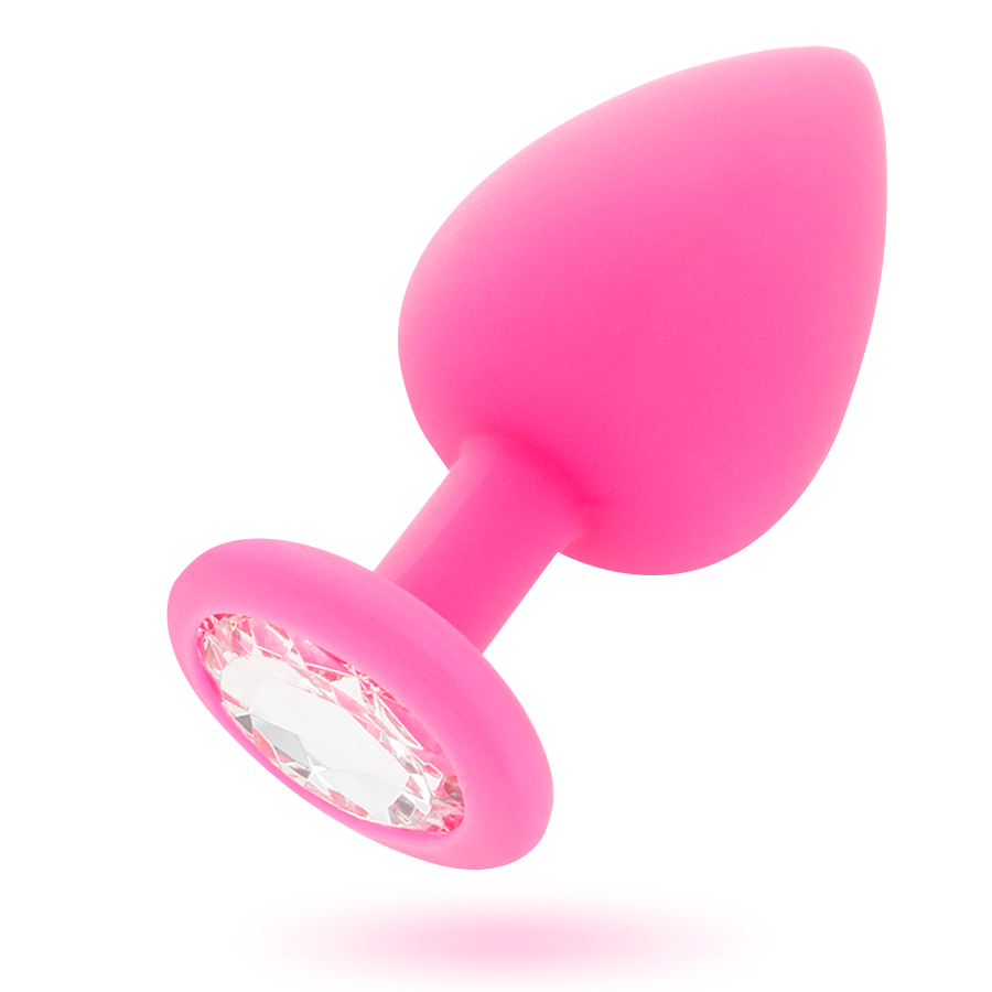 Plug Anale in Silicone con swarovsky trasparente - Rosa