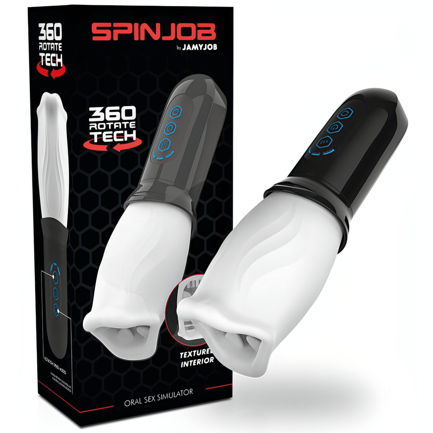 SpinJob Masturbatore Elettrico con Rotazione a 360° per simulare rapporto orale - Texture Interna Stimolante