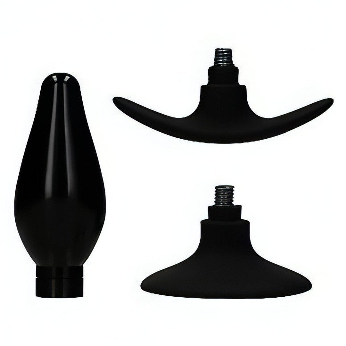 Interchangeable Butt Plug Set - Rounded Medium - Black