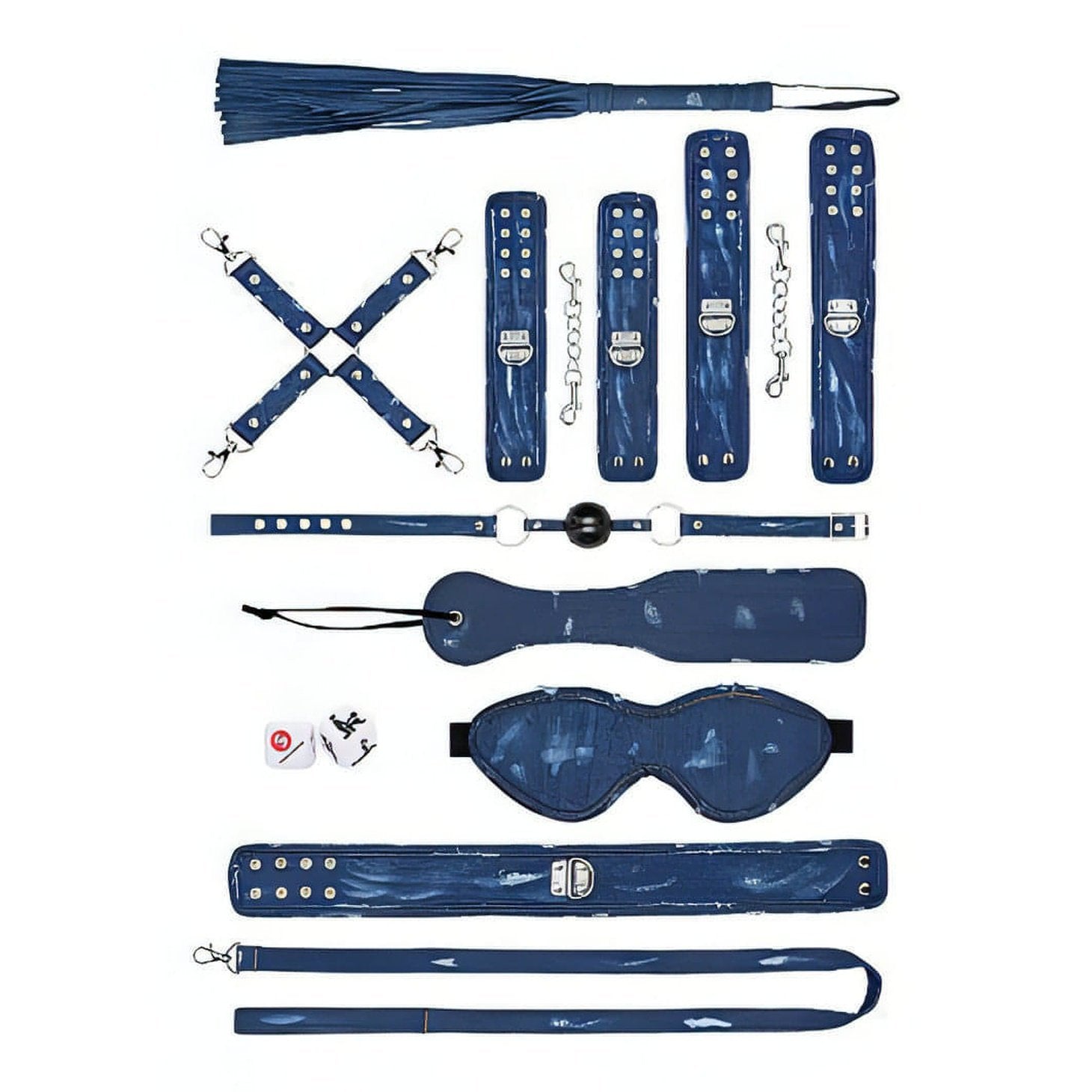 Kit Bdsm 13 Pezzi Denim Bondage Kit - Tough Denim Style - Blue