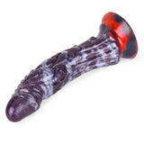 Dildo in silicone liquido iridescente viola bianco grigio con base piatta