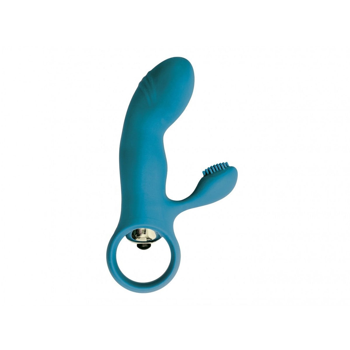 Mini Vibratore Rabbit (stimolazione interna ed esterna) in 100% puro Silicone - Azzurro, Batteire Incluse