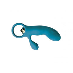 Mini Vibratore Rabbit (stimolazione interna ed esterna) in 100% puro Silicone - Azzurro, Batteire Incluse