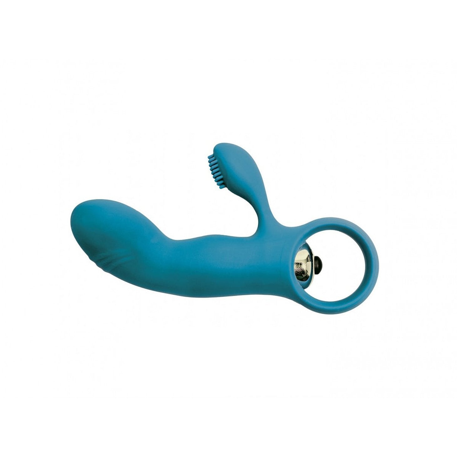 Mini Vibratore Rabbit (stimolazione interna ed esterna) in 100% puro Silicone - Azzurro, Batteire Incluse