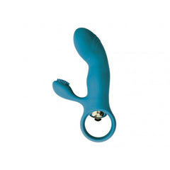 Mini Vibratore Rabbit (stimolazione interna ed esterna) in 100% puro Silicone - Azzurro, Batteire Incluse