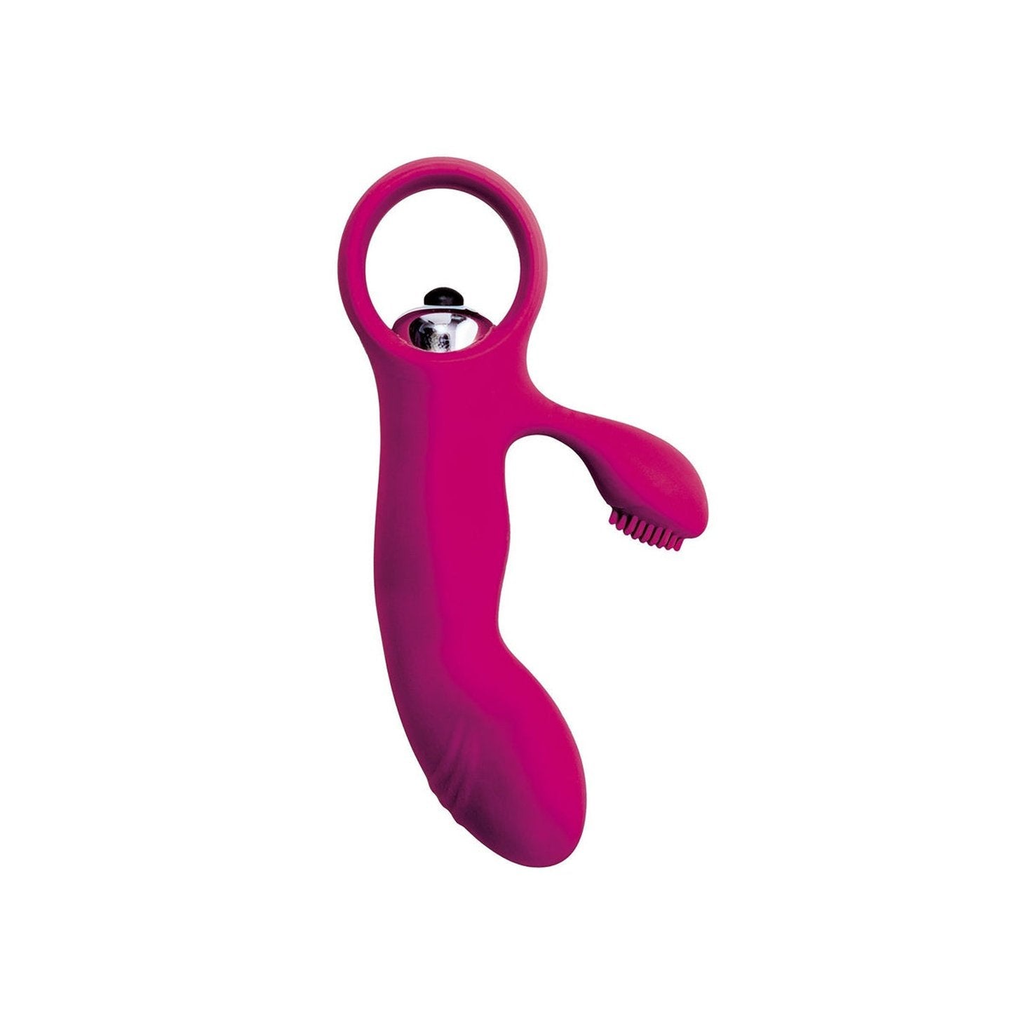 Mini Vibratore Rabbit (stimolazione interna ed esterna) in 100% puro Silicone - Fucsia, Batteire Incluse