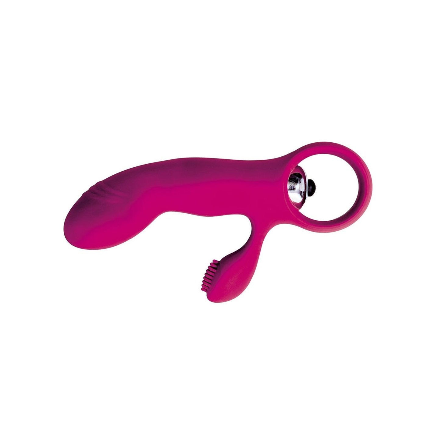 Mini Vibratore Rabbit (stimolazione interna ed esterna) in 100% puro Silicone - Fucsia, Batteire Incluse