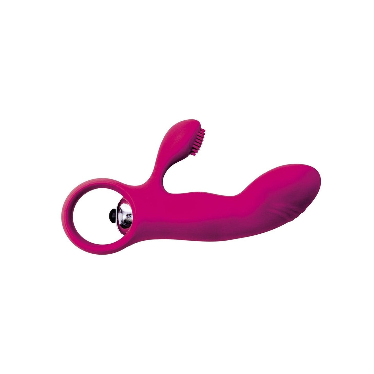 Mini Vibratore Rabbit (stimolazione interna ed esterna) in 100% puro Silicone - Fucsia, Batteire Incluse