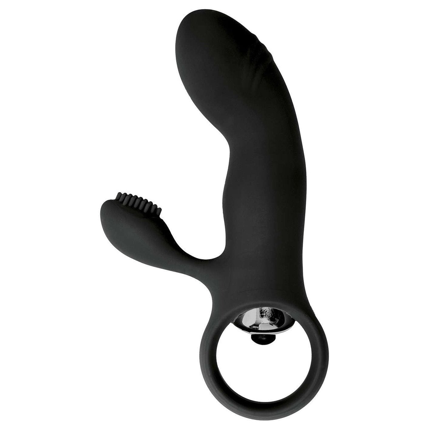 Mini Vibratore Rabbit (stimolazione interna ed esterna) in 100% puro Silicone - Nero, Batteire Incluse