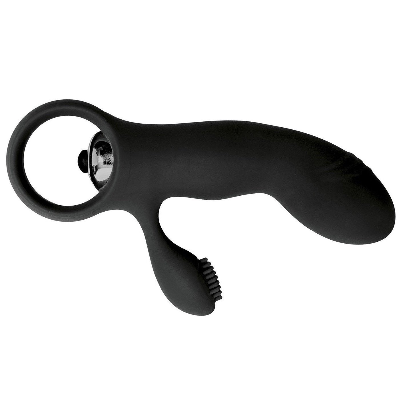 Mini Vibratore Rabbit (stimolazione interna ed esterna) in 100% puro Silicone - Nero, Batteire Incluse