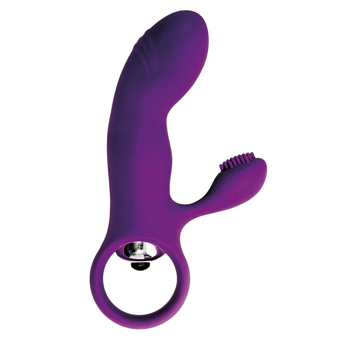 Mini Vibratore Rabbit (stimolazione interna ed esterna) in 100% puro Silicone - Viola, Batteire Incluse