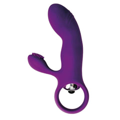 Mini Vibratore Rabbit (stimolazione interna ed esterna) in 100% puro Silicone - Viola, Batteire Incluse