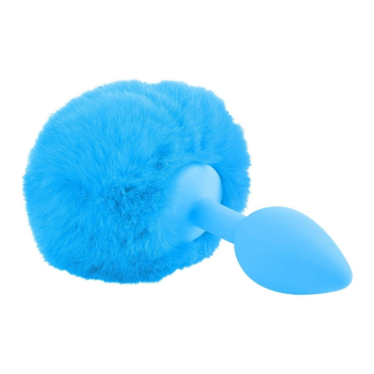 Neon Bunny Tail Azzurro - Mini plug anale con pon pon