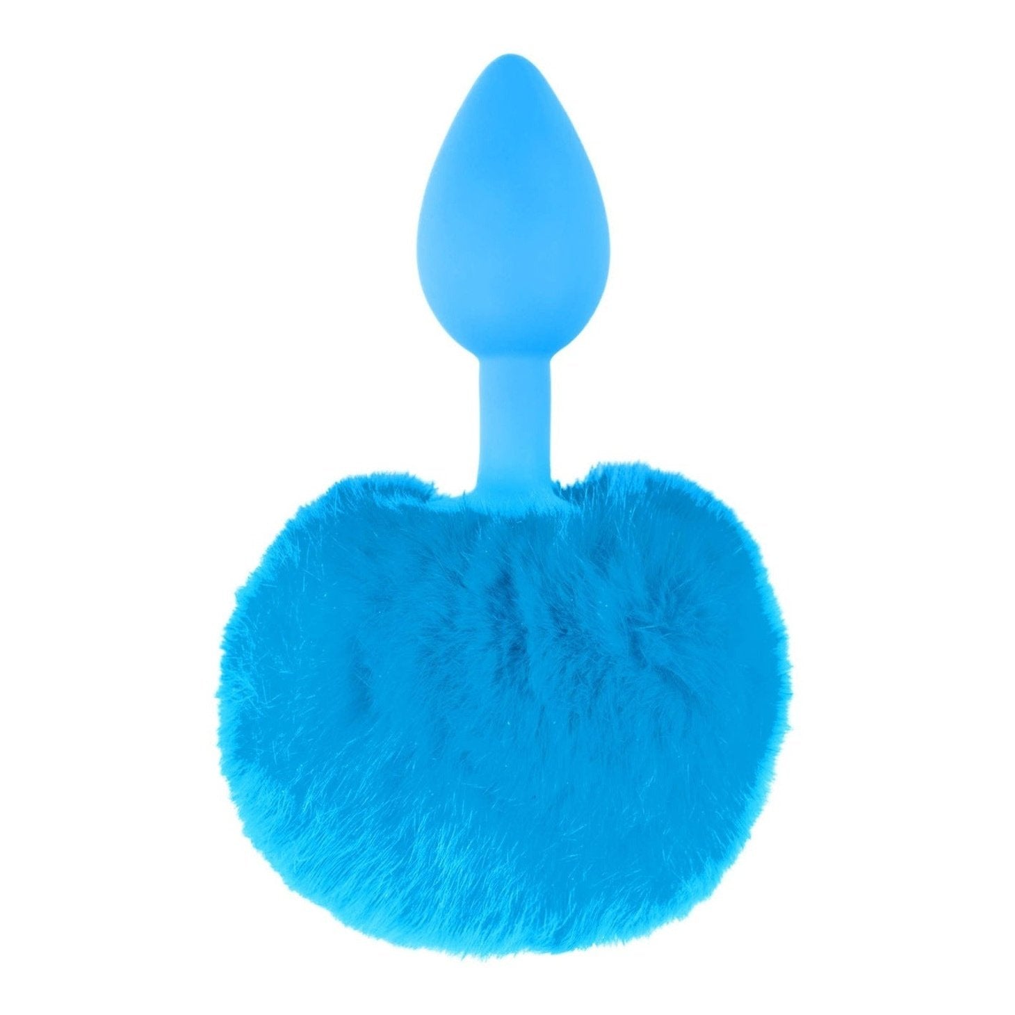 Neon Bunny Tail Azzurro - Mini plug anale con pon pon