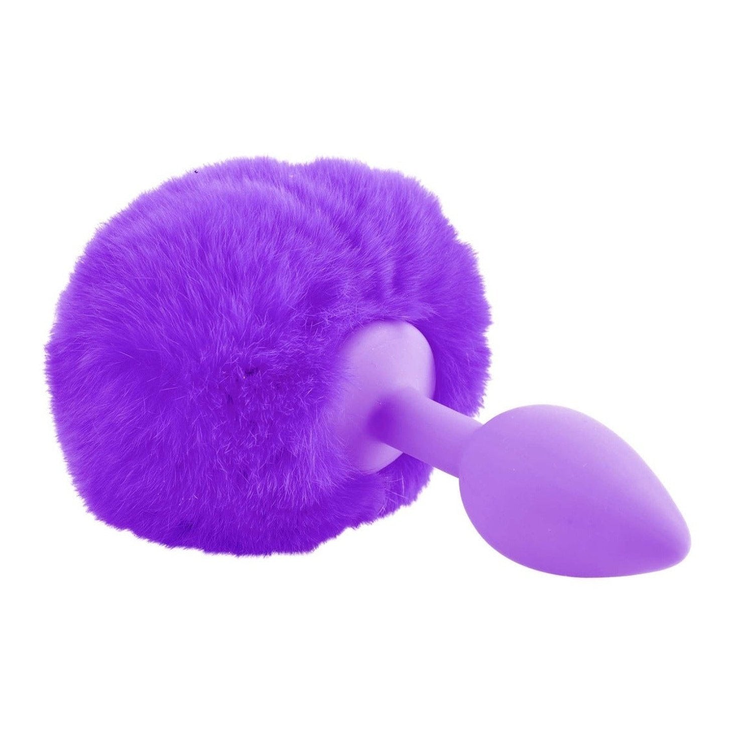 Neon Bunny Tail Viola - Mini plug anale con pon pon