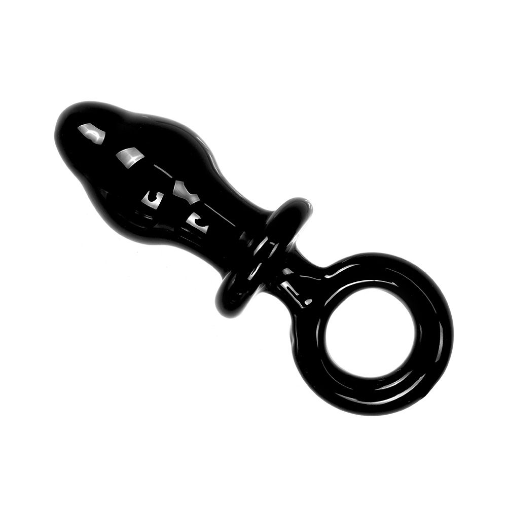 Glass Buttplug Black O-ring