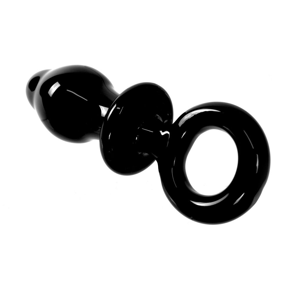 Glass Buttplug Black O-ring