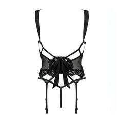 Set Corsetto con clip reggicalze e perizoma con apertura inguinale - S/M