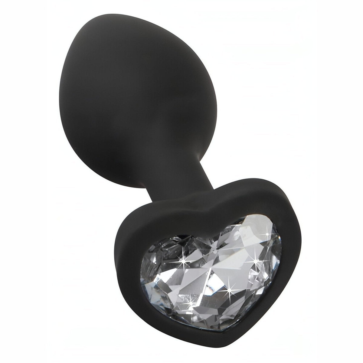 Plug Anale con swarovsky a forma di cuore - Nero, Silicone