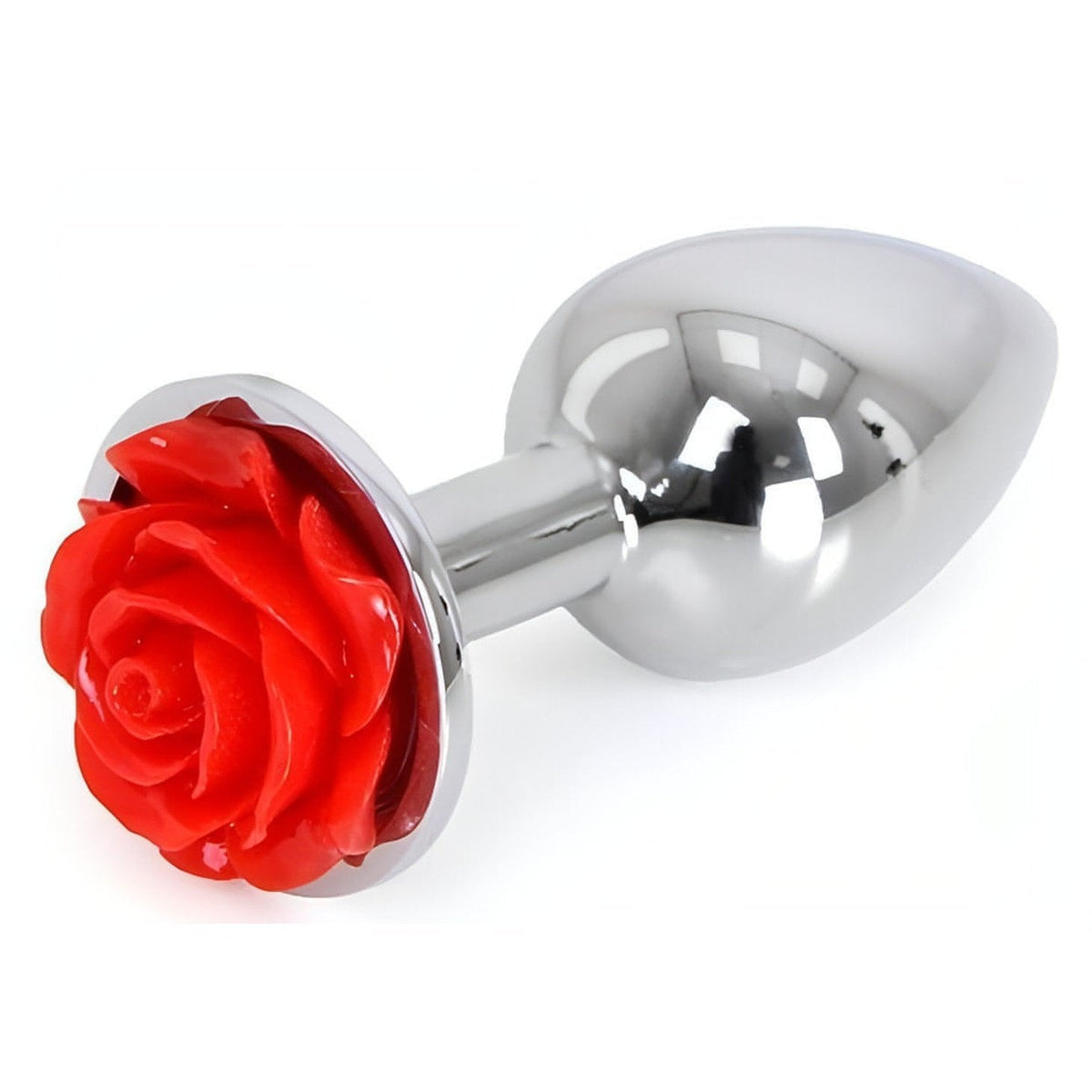 Plug anale in acciaio con rosa decorativa - S