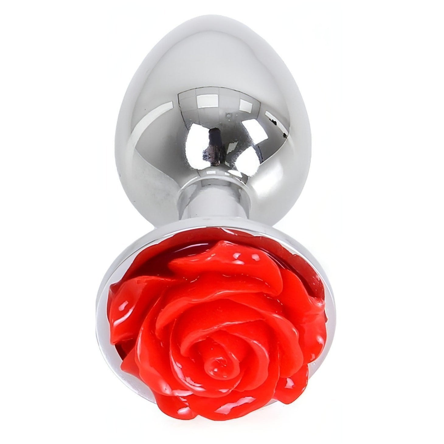 Plug anale in acciaio con rosa decorativa - S