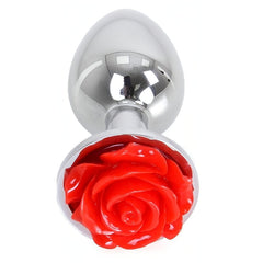 Plug anale in acciaio con rosa decorativa - S