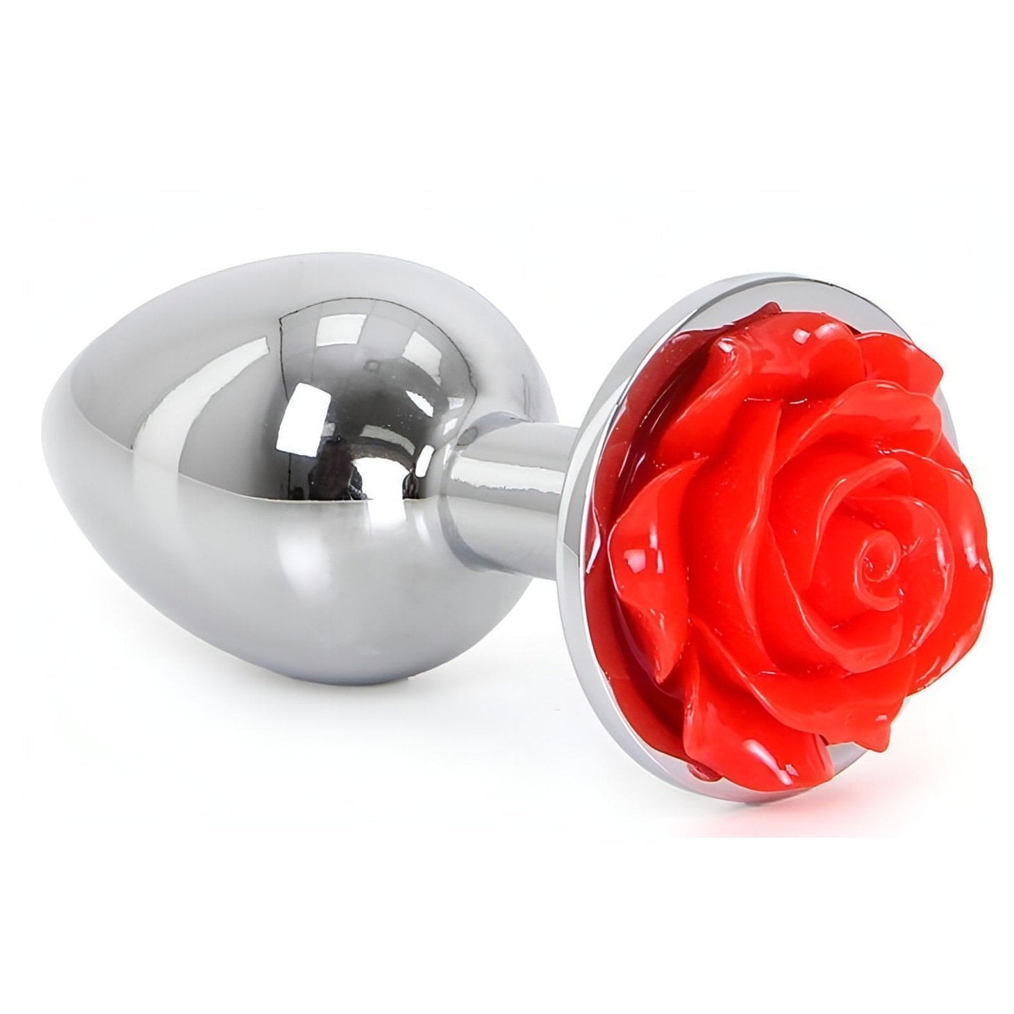 Plug anale in acciaio con rosa decorativa - S