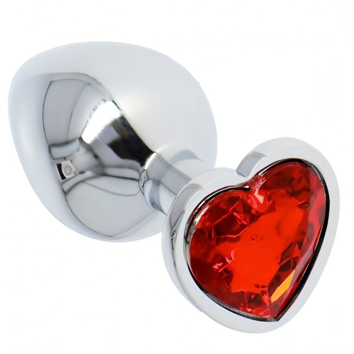 Plug anale in metallo con swarovsky a forma di cuore - Rosso, Medium