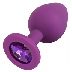 Plug anale in silicone con diamantino viola - Medium