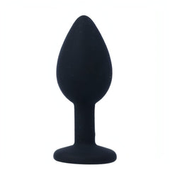 Plug Anale in Silicone con swarovsky trasparente - Nero