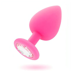 Plug Anale in Silicone con swarovsky trasparente - Rosa