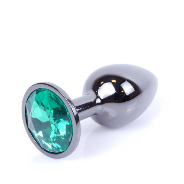 Diamante Anale in Acciaio Cromo Fumé con Gemma Verde