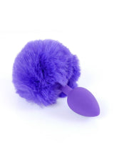 Plug anale silicone viola con pompon peluche