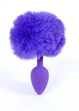 Plug anale silicone viola con grande pompon