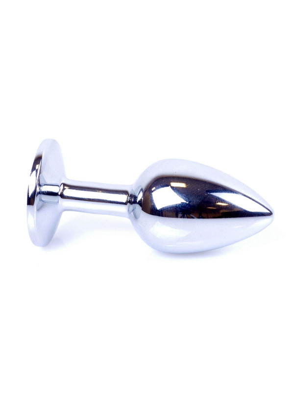 Anello anale in acciaio lucido vista laterale forma ergonomica